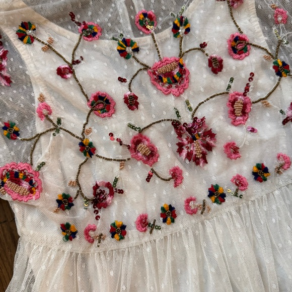Zara Kids white embroidered beaded net mesh tulle party dress 8 yrs - Picture 4 of 5